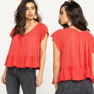 NWT Free People Charlie Drawstring Peasant Top